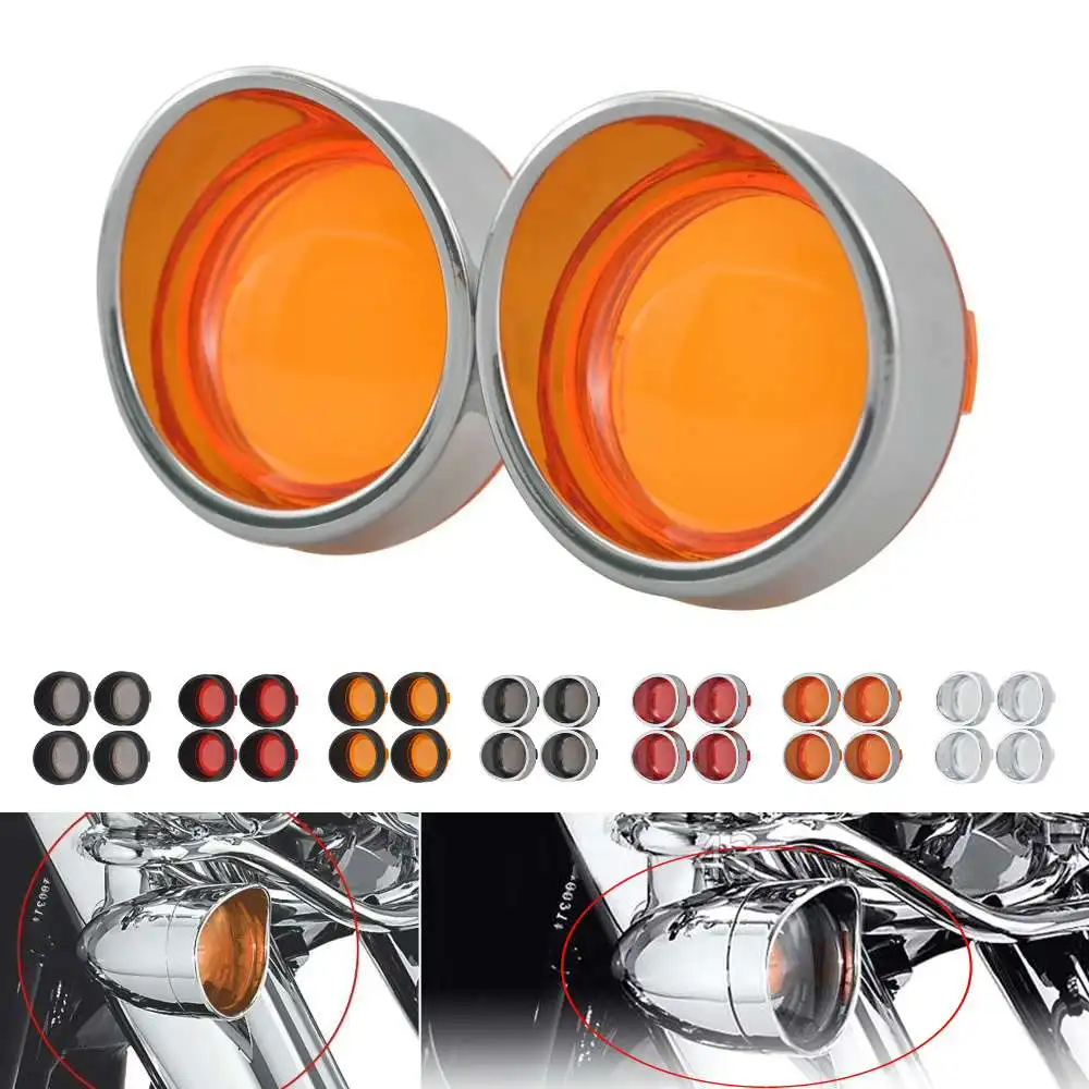 Turn Signal Light Motorcycle  For Harley Road King Sportster XL 883 1200 Softail Dyna Fat Boy Visor Lamp Lens Cover Bezel Ring