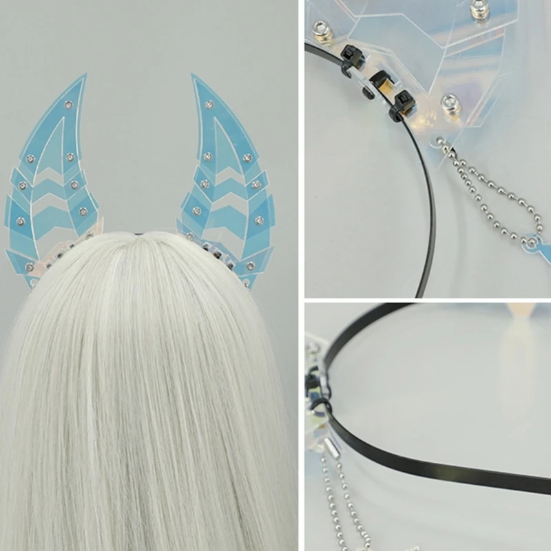 A3pb Anime Head Band Machinery Sharkteeth Ear Hairhoop Women Roleplay Costume da faixa cabelo