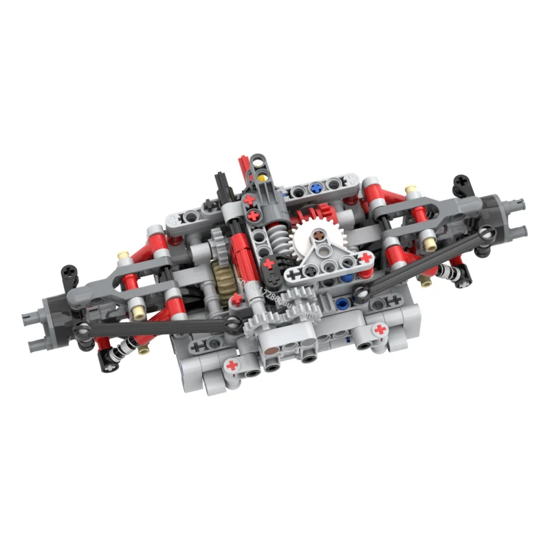 Nieuwe Technische Vooras Met Diff-Lock Schokabsorberingssysteem Model Bouwstenen Diy Cars Chassis Ophanging Functie Bakstenen