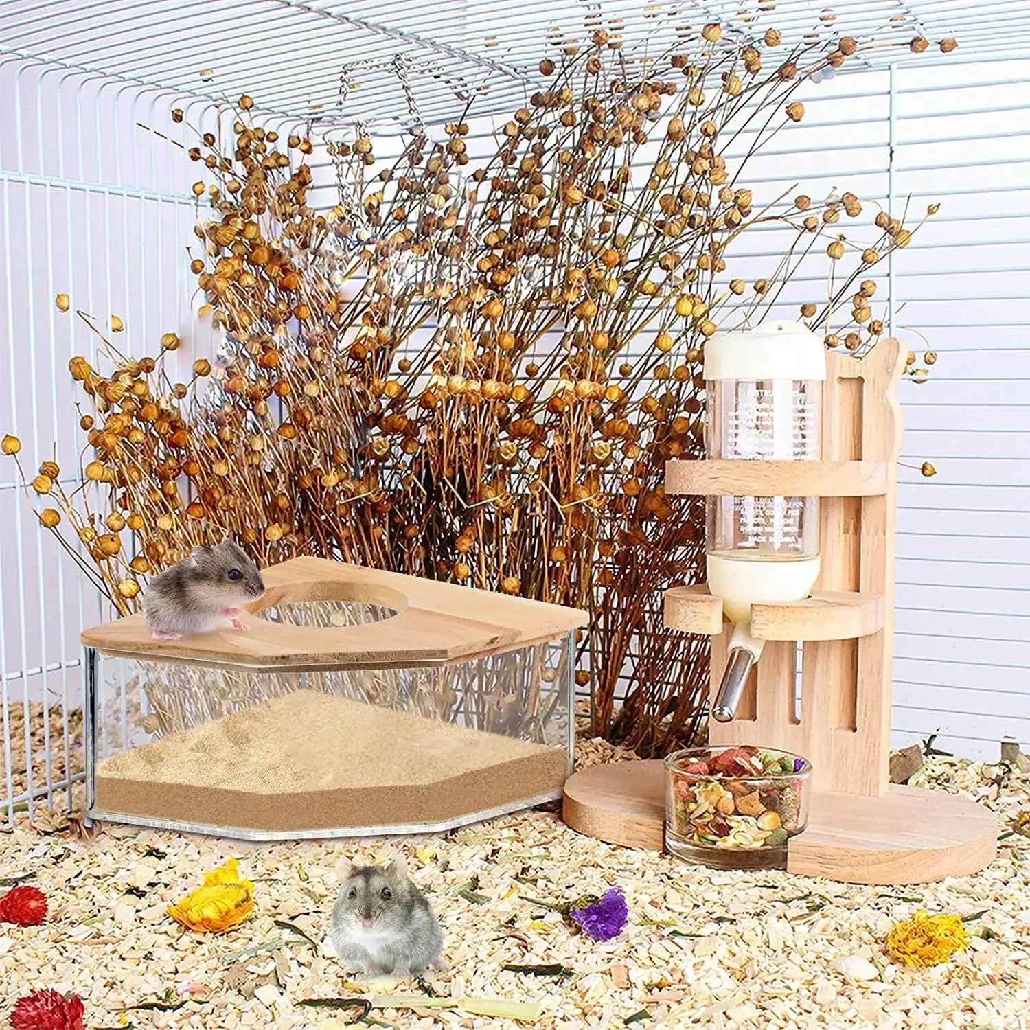 Hamster Bathroom House Sandbox Full Transparent Urine Sand Basin Golden Bear Supplies Sand Bath Container Hamster Bathroom