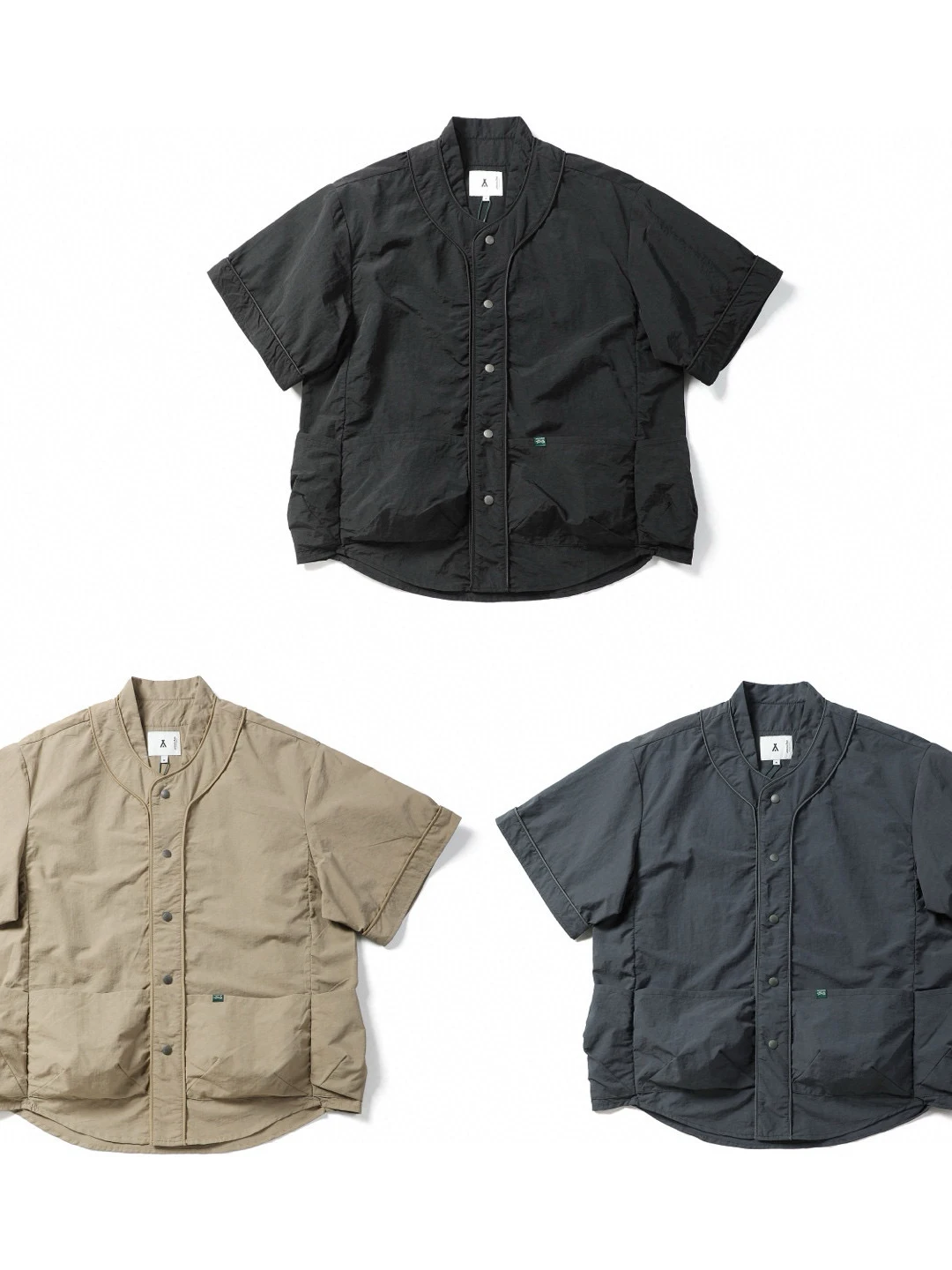 

Мужская летняя рубашка-кардиган в японском стиле с бейсбольным воротником, свободного кроя, с коротким рукавом, в стиле рабочей одежды