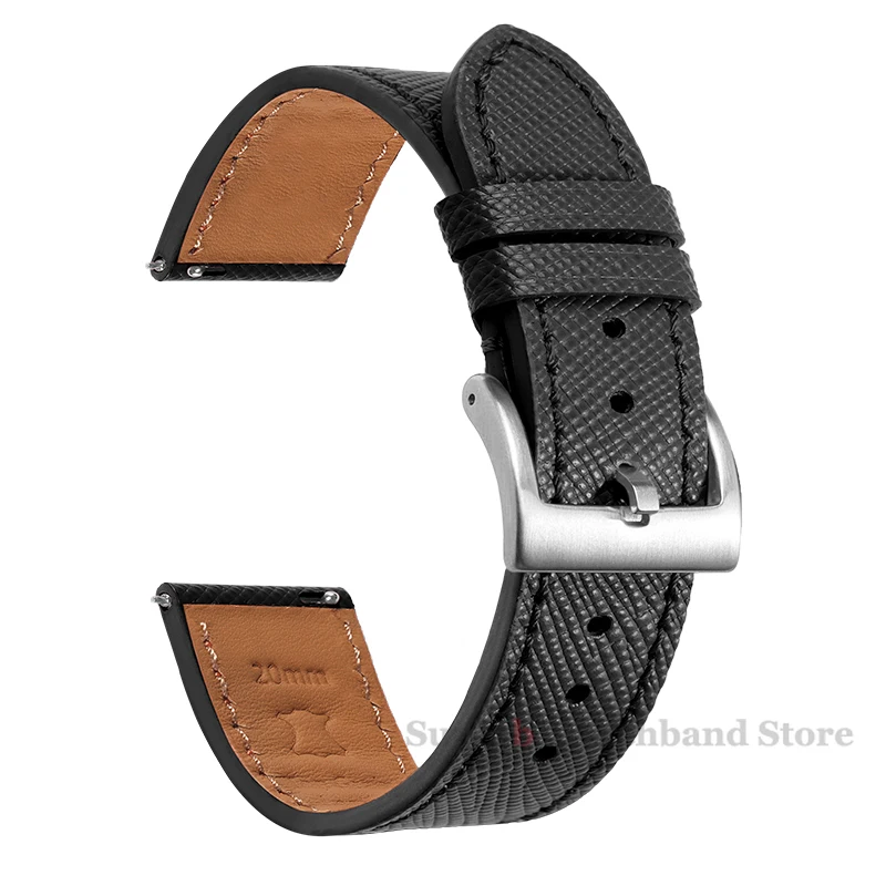 Vintage Stitched Leather Watch Strap 18mm 20mm 22mm Quick Release Saffiano Leather Watchbands Men Women For Huawei Watch GT4/3