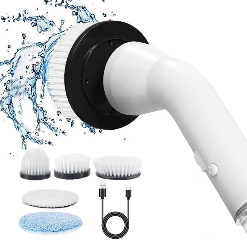 High Speed Rotate Scrubbers With 5 Replaceable Brush Heads,Electric Scrubbers Power Cleaning Brush For Bathroom Floor