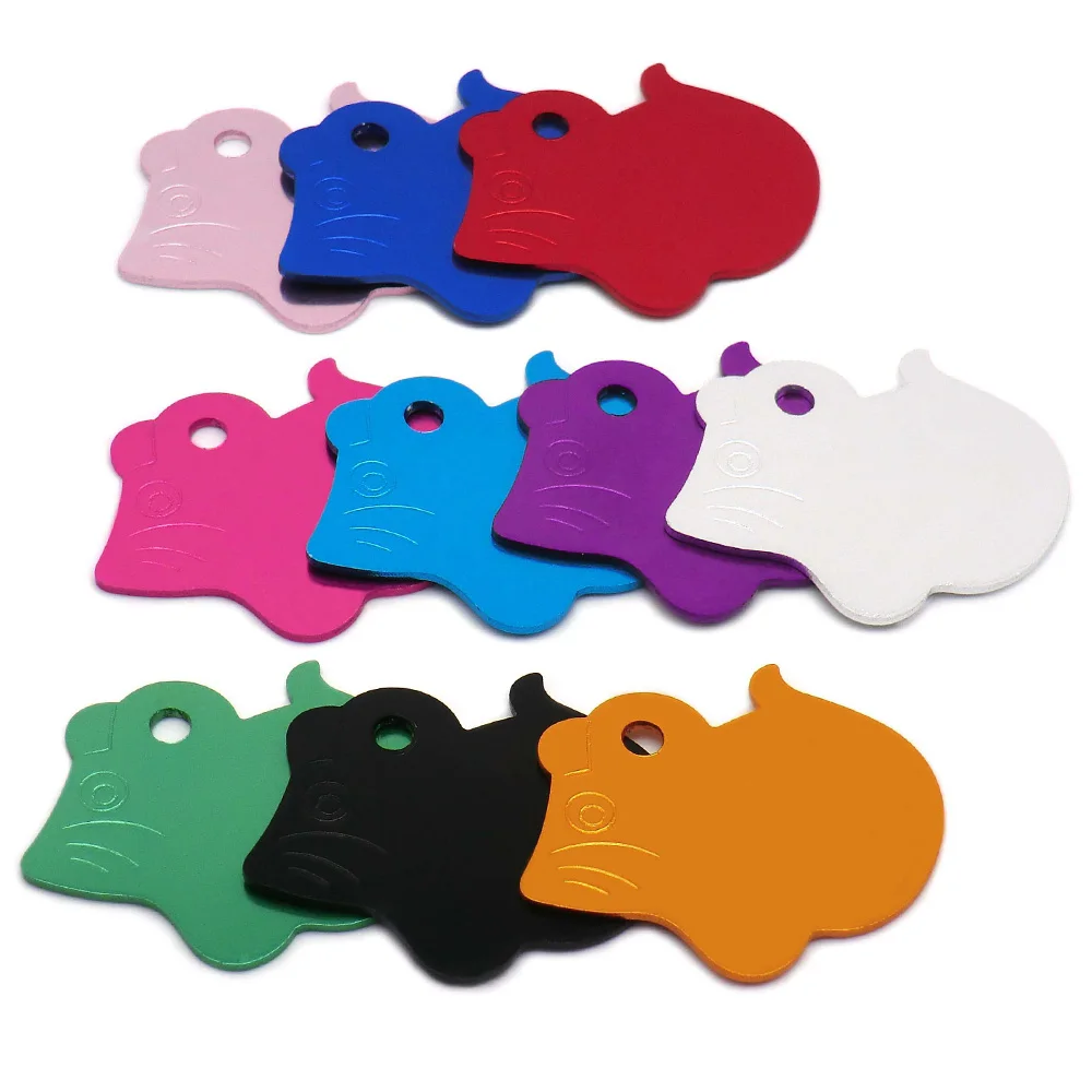 Wholesale 100 Pcs Aluminum Mouse ID Tag Pendants Customizable Name Address Phone Text Engraving for Identification
