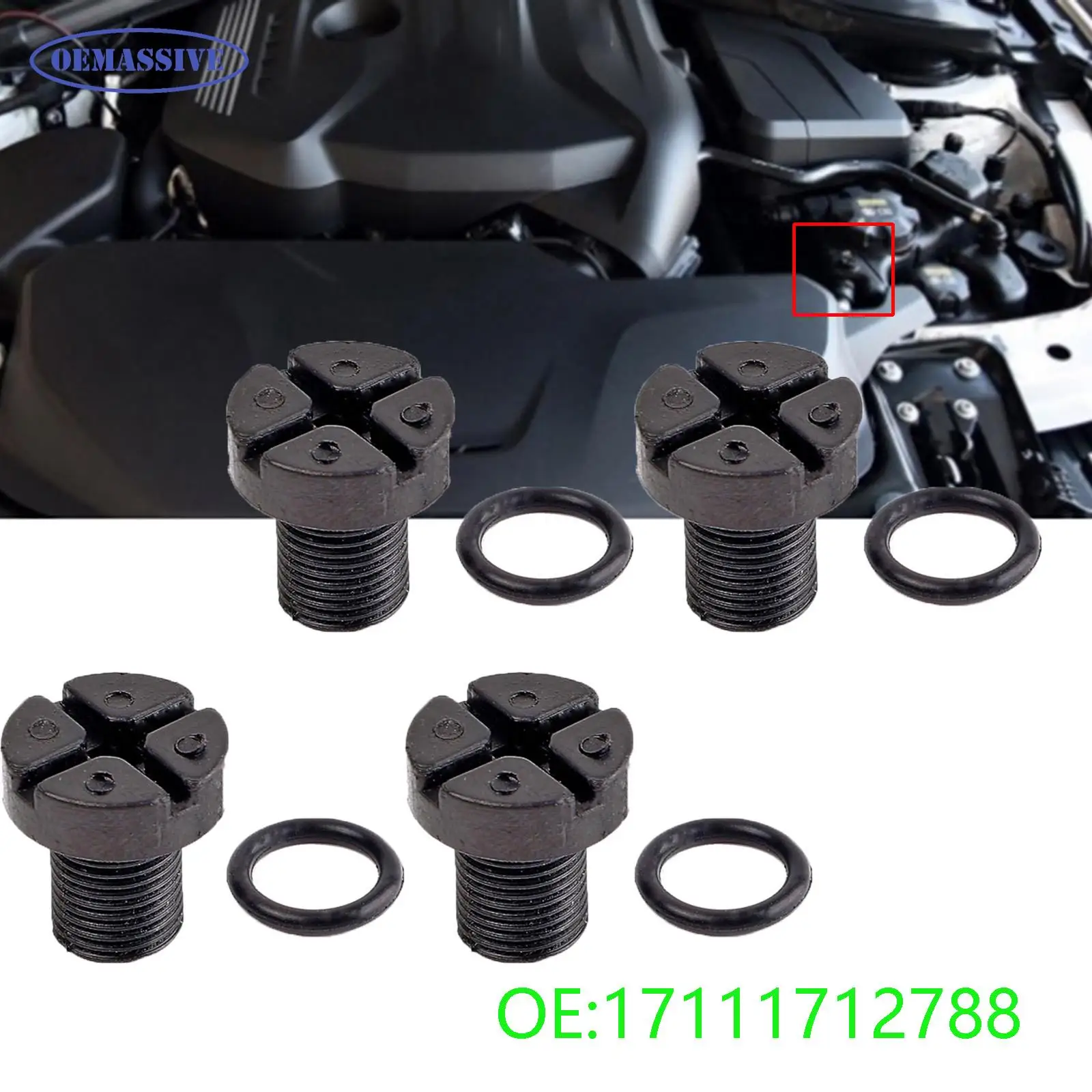 OEMASSIVE 4x RADIATOR HOSE BLEED VENT SCREW PLUG BLEEDING Coolant Tank Bleed Screw for JEEP GRAND CHEROKEE WRANGLER 17111712788