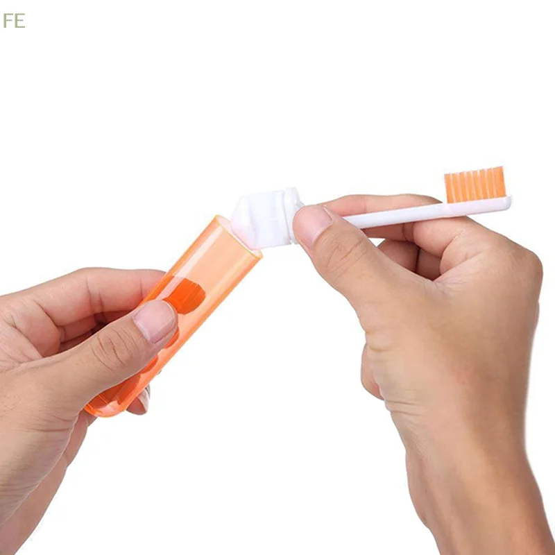 [F] 1/6Pcs Mini Travel Portable Toothbrush Foldable Saves Space With Case Small Dental Brush Adult In Transparent Candy Colors