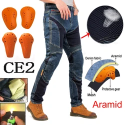 Hithotwin Aramid Motorcycle Jeans Moto Pants Riding Trousers Motocross Protective Gear Hi032 Armor