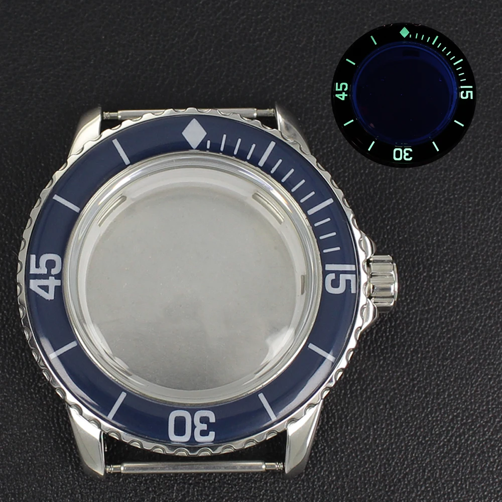 NH35 Case 45mm Men's Watch Case for Fifty Fathoms Fit NH35 NH36 NH38 NH34 Automatic Movement Watches Accessories 100m Waterproof