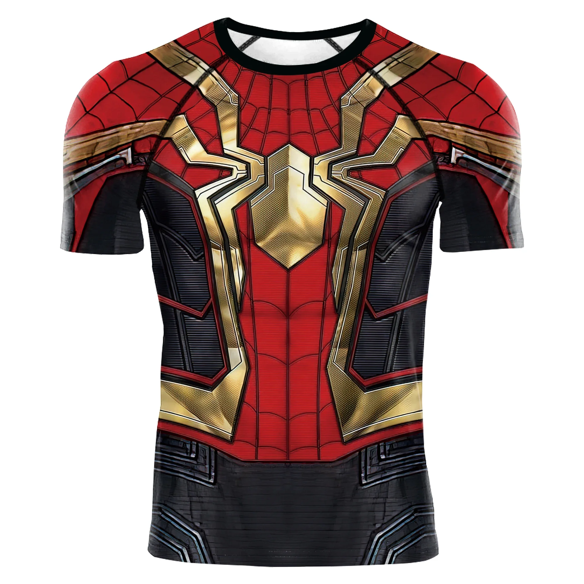 Spider Super hero Print Compression Shirts for Men Gym Workout Fitness Short Sleeve Quick Dry Athletic T-Shirt Tops Sportswear