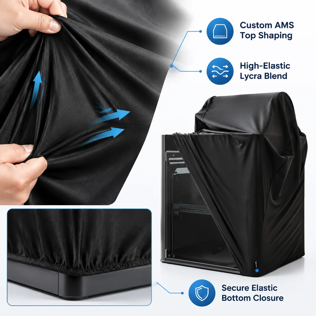 3D Printer Dust Cover for Bambu Lab H2C AMS 2 Pro AMS HT Lycra Full Coverage Protection Case Washable Elastic Fabric Slip Sleeve