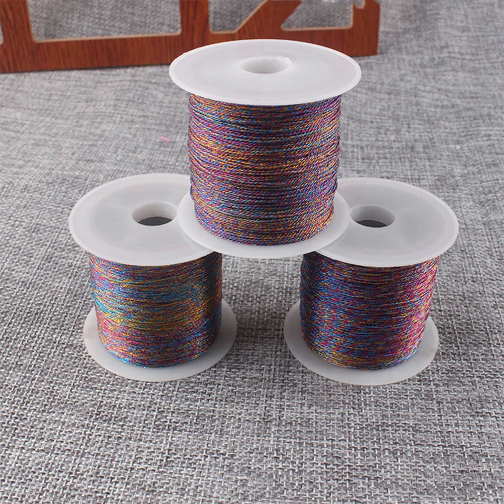 

3 Rolls Durable Silver Golden Multicolor Braided Rope Ideal for Handicraft Gift Wrapping Porcelain Bundling Knitting String