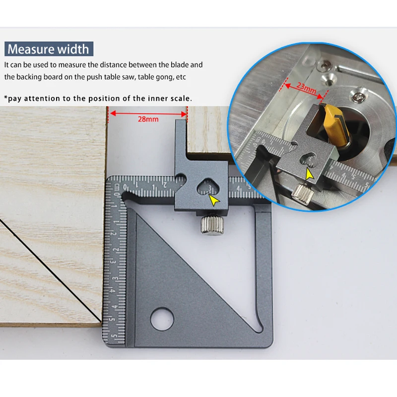 Height Gauge Depth Aluminum Alloy DIY Woodworking Tablesaw Height Measurement Tool