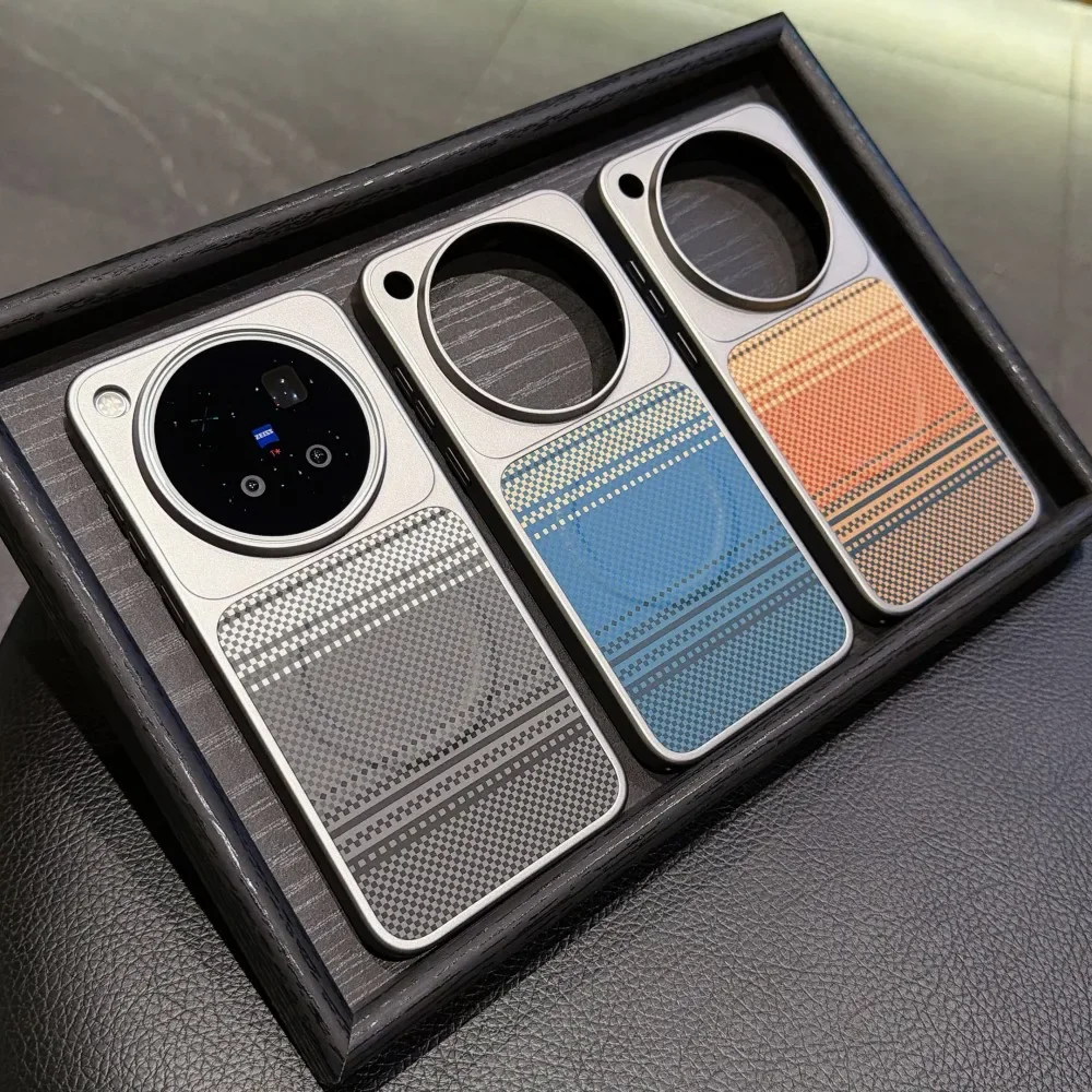 Fashionable Carbon Fiber Textured Hard Phone Case for VIVO X500 Pro Max X300 Ultra X200 S Pro for Magsafe Wireless Charging Case