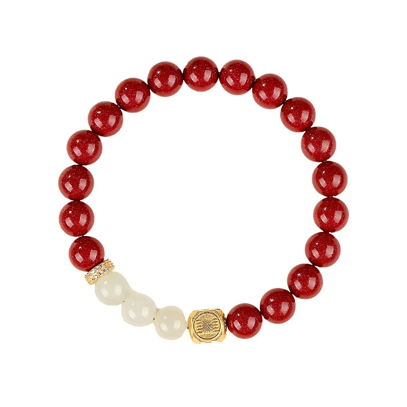 Authentic Purple Gold Cinnabar Hetian Jade Bracelet for Women 2026 Natal Year Lucky Beads Gift