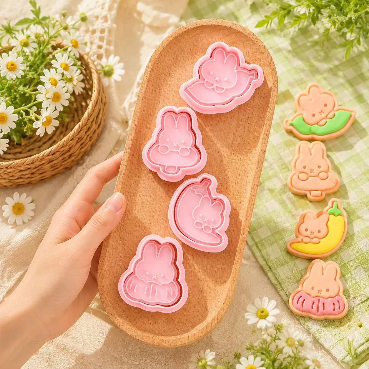 Cartoon Miffy Vegetables Cookies Mold Simulation Parent-child Baking DIY Coffee Pasta Clay Mold Cute Birthday Gift Friend Lovely