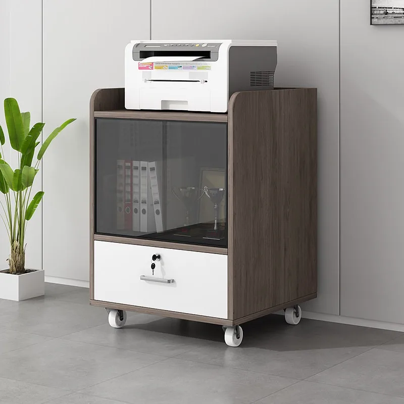 Solid wood printer placement cabinet file cabinet office side side mobile locker low sto