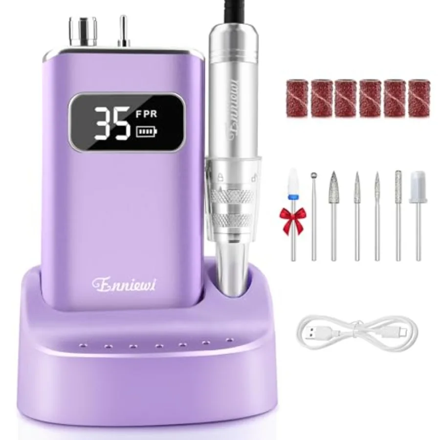 

Portable Electric Nail Drill File Kit with Rechargeable Stand 7 Bits for Gel Acrylic Nails Remover Home Salon Manicure Pedicure