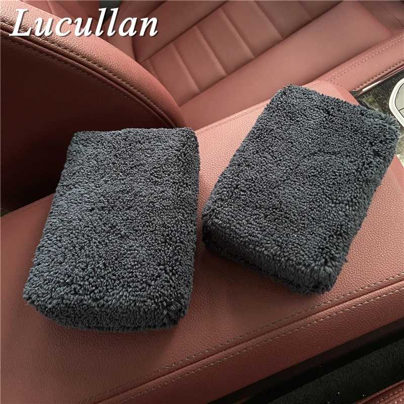 Lucullan Premium Grade Cobra Long Fiber Plush Wax Glazes Rectangle Foam Pad Microfiber Detailing Applicator Sponge