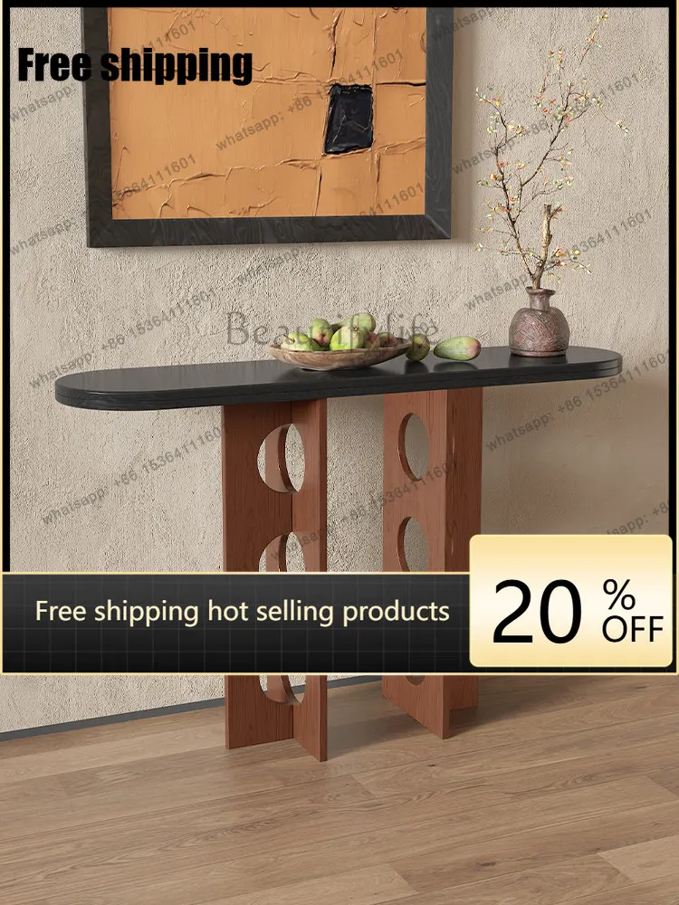 Factory Direct Sales New Chinese Solid Wood Hollow Entrance Platform Modern Simple Wind Color Matching Entrance Cabinet