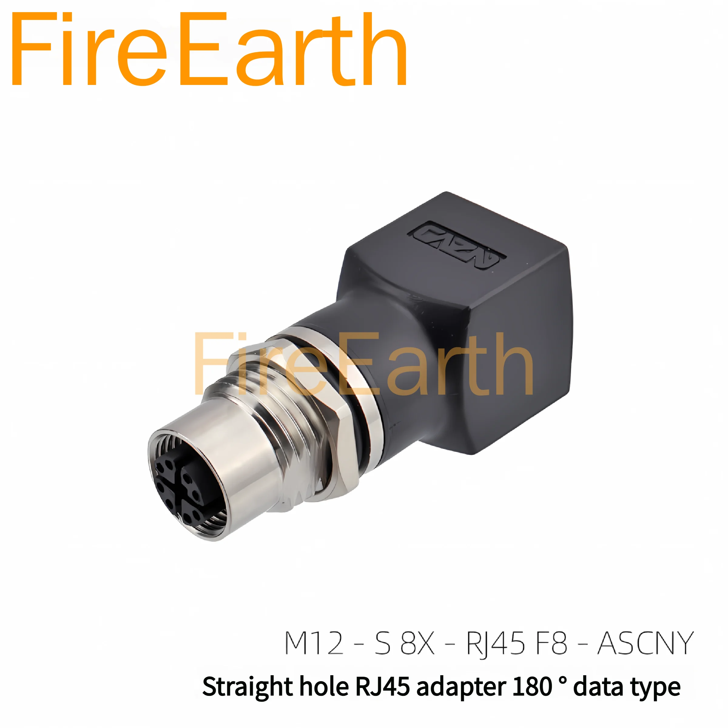 M12 Waterproof Connector 8pin Core Mother Seat to RJ45 X Coded Straight-bend Hole Rotation Pin I Adapter Socket