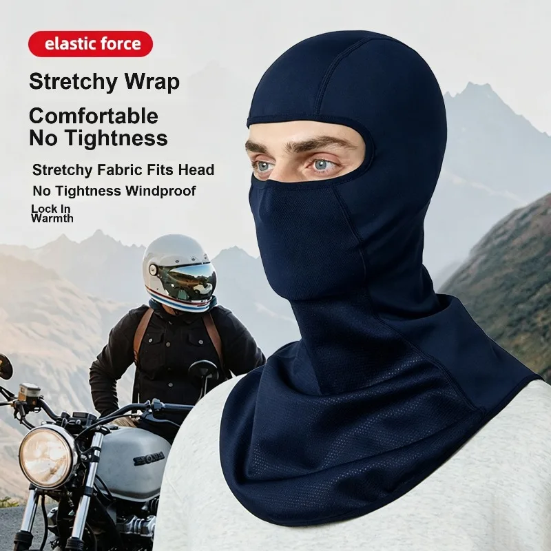 Winter Fleece Lined Thermal Head Face Cover for Outdoor Cycling Skiing Works as Motor Helmet Liner for Wind Protection