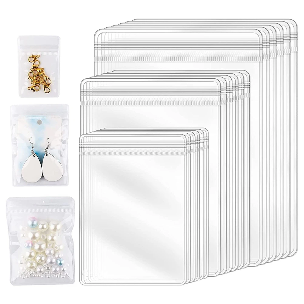 

150Pcs 3 Sizes Clear Earring Bags, Waterproof Bags Thickened Reusable Storage Pouch for Jewelry Rings Necklace Bracelet