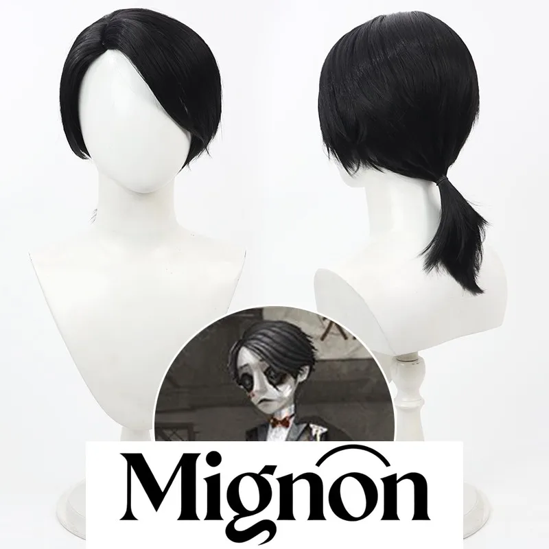 Identity V Banquet Butler Embalmer cosplay pruik zwarte lange trailing paardenstaart hoofdhuid Halloween cadeau