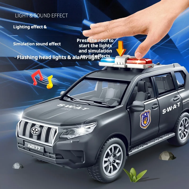 Modelle im Maßstab 1:32, Spielzeug, Polizeiautos, Legierung, Tür geöffnet, Miniaturfahrzeuge, zurückziehbares Auto, Spielzeug, Geschenke zum Kindertag