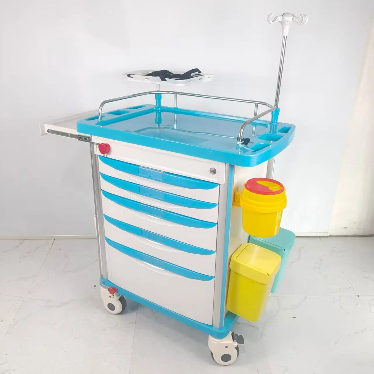 ABS Medical Storage Cart with Universal Wheels, Easy to Clean Plastic Utility Trolley for Dental Office and Laboratory
