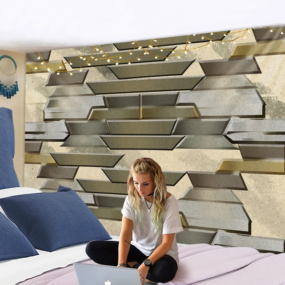 VIKAMA Nordic Style Decorative Wall Tapestry, Stone Patterned Background Cloth Dormitory Rental House, Bedroom Wall Decoration