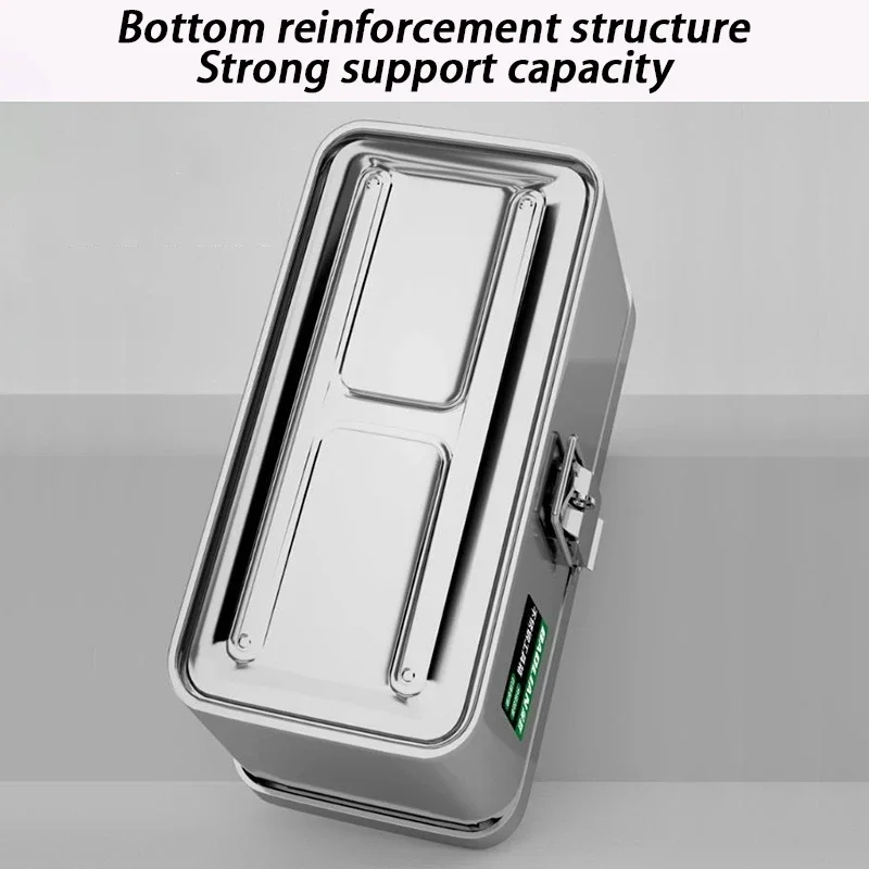 Stainless Steel Toolbox Organizer Electronics Car Mechanic Tool Case Thickened Hardware Storage Handheld Toolbox