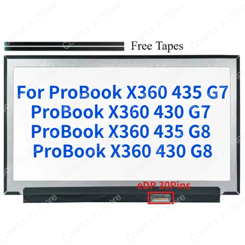 13.3 Inch Laptop LCD Screen For ProBook X360 435 G7 430 G7 435 G8 430 G8 Display Matrix Panel 1920x1080,60Hz,eDP 30Pin 45% NTSC