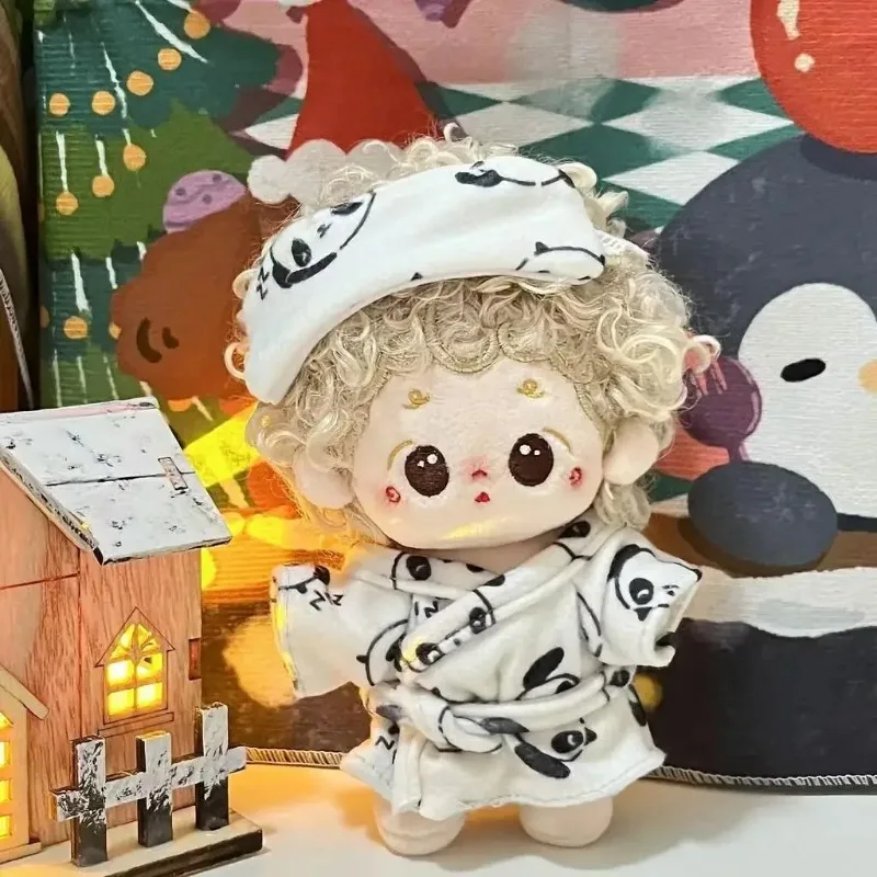 Poppenkleertjes voor 17-20 cm handgemaakte Panda nachtkleding, compatibel met Labubu katoenen poppen