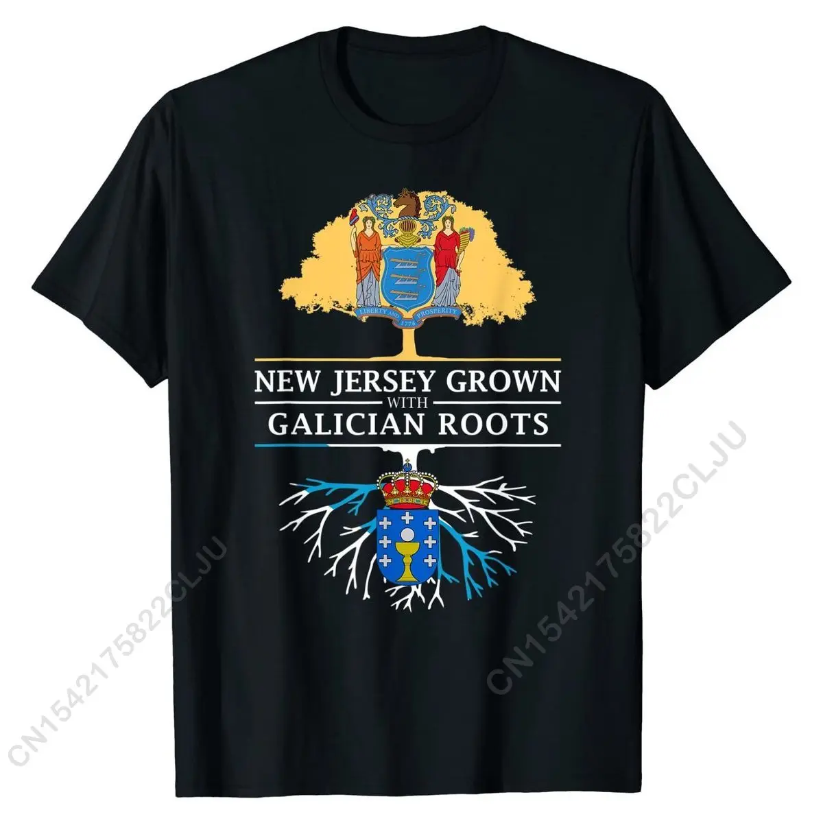 New Jersey Grown With Galician Roots - Galicia T-Shirt Men Cheap Summer Tops & Tees Cotton T Shirt Custom