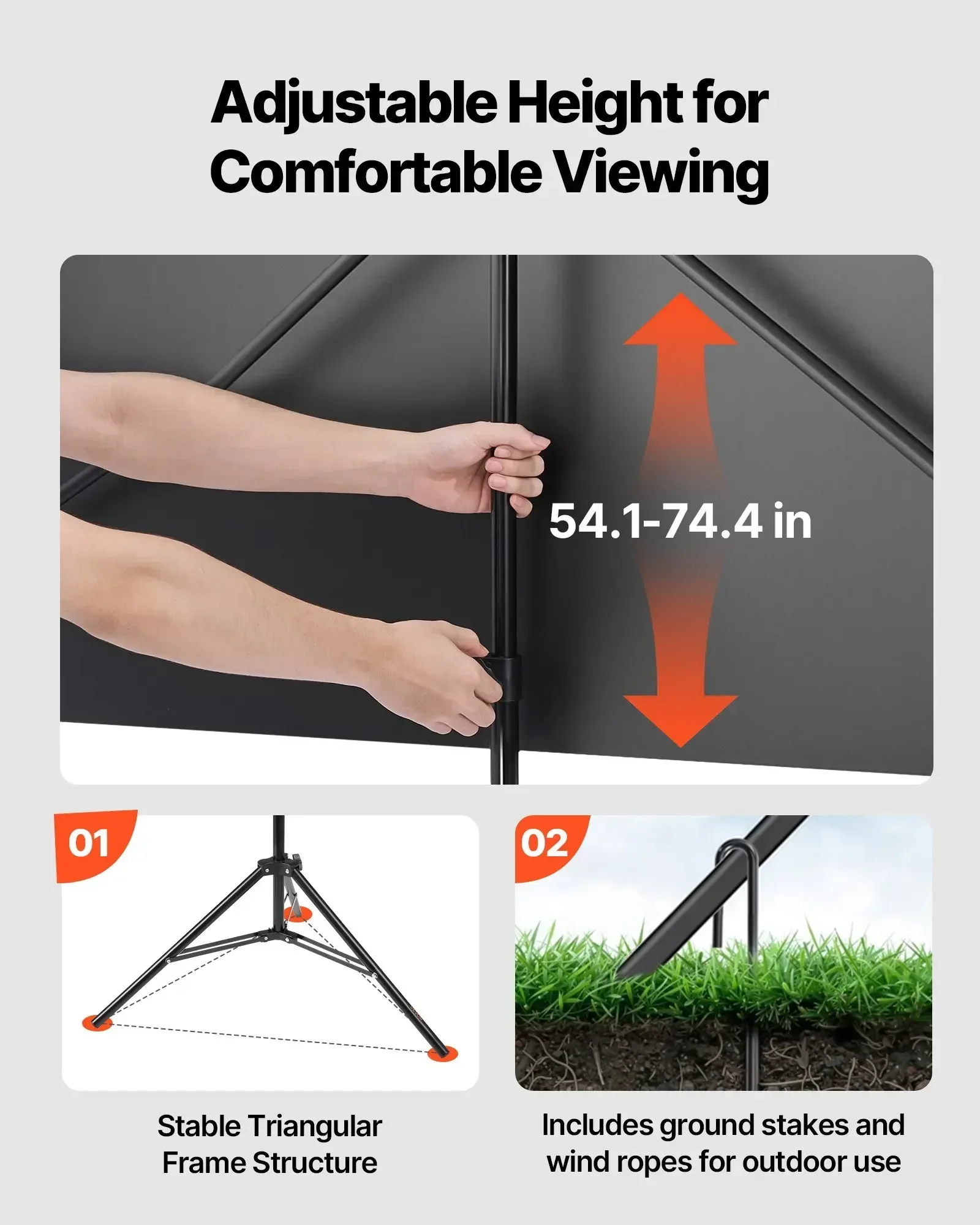 Tripod Projector Screen With Stand 80 Inch 160° Wide Angle 4K HD 16:9 Screen view 3