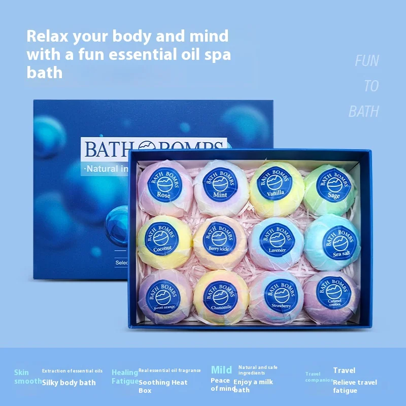 Herbal Plantsbath bombsBath Salt Explosion Bath Salt Ball Set Box Bubble Bath Essential Oil Bath Bomb