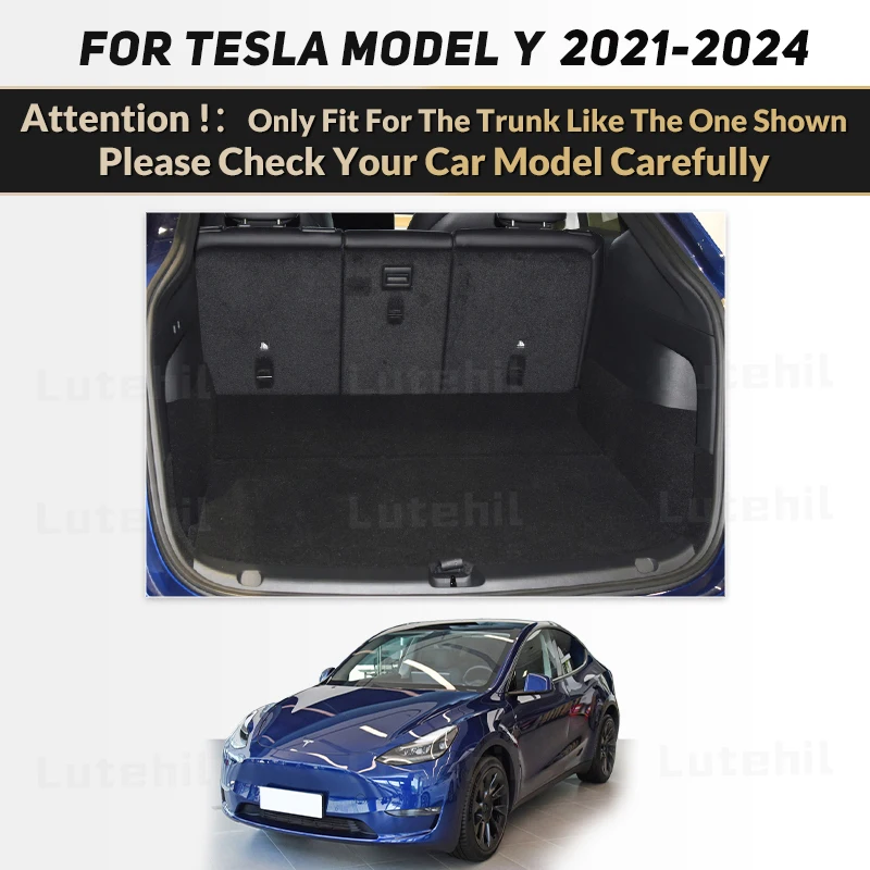 Lutehil Car Trunk Mat For Tesla Model Y 2021 2022 2023 2024 Cargo Liner Carpet Interior Accessories Cover