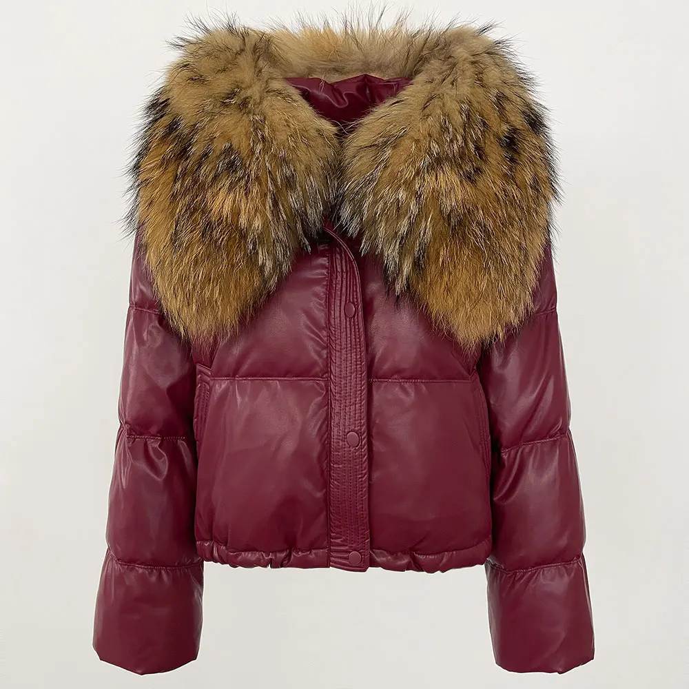 الطبيعية الحقيقية الراكون الفراء طوق سترات أسفل سترة النساء 2024 الشتاء الأبيض بطة أسفل معطف قصير الدفء سترة منفوخة كبيرة