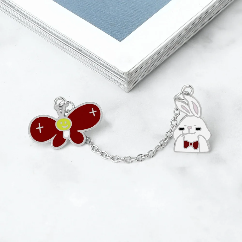 Cute Rabbit Butterfly Brooch Animal Jewelry Adjustable Pin Vintage Style Novelty Lapel Pin Gift For Girls Her Birthday Christmas