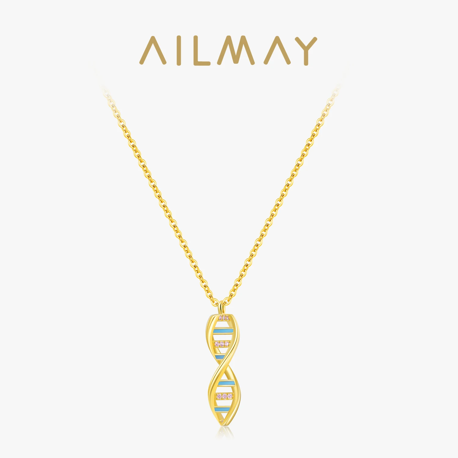

Ailmay 925 Sterling Silver Fashion Dazzling CZ Spiral Design Enamel Pendant Necklace For Women Girls Party Accessories Jewelry