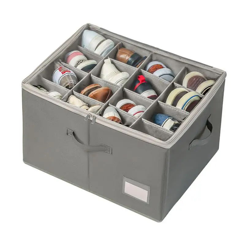 

Shoe Organizer For Closet Fits Up To 16 Pairs Small Space Shoe Storage Boxes Bins Containers With Adjustable Dividers