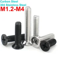 20-100 Uds M1.2 M1.4 M1.6 M2 M2.5 M3 M3.5 M4 Micro Phillips Cross 304 acero inoxidable acero al carbono pequeños tornillos de cabeza avellanada