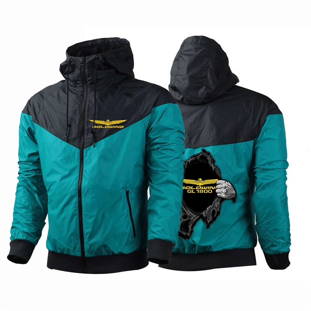 

Goldwing GL1800 GL1500 Motocycles Print Men Windbreaker Jacket Spring Autumn Hooded Jacket Outdoor Waterproof Coat Sport Outwear