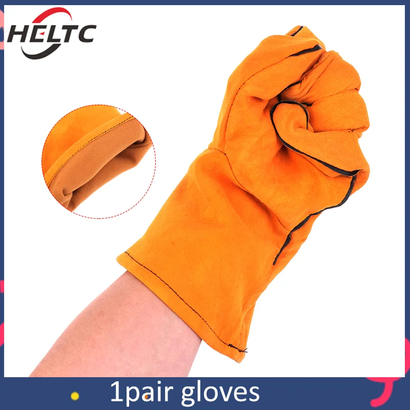 

1Pair Heat-proof Metal Welding Protector Gloves Cowhide Flame-retardant Welding Work Gloves Mechanic Gloves Tools