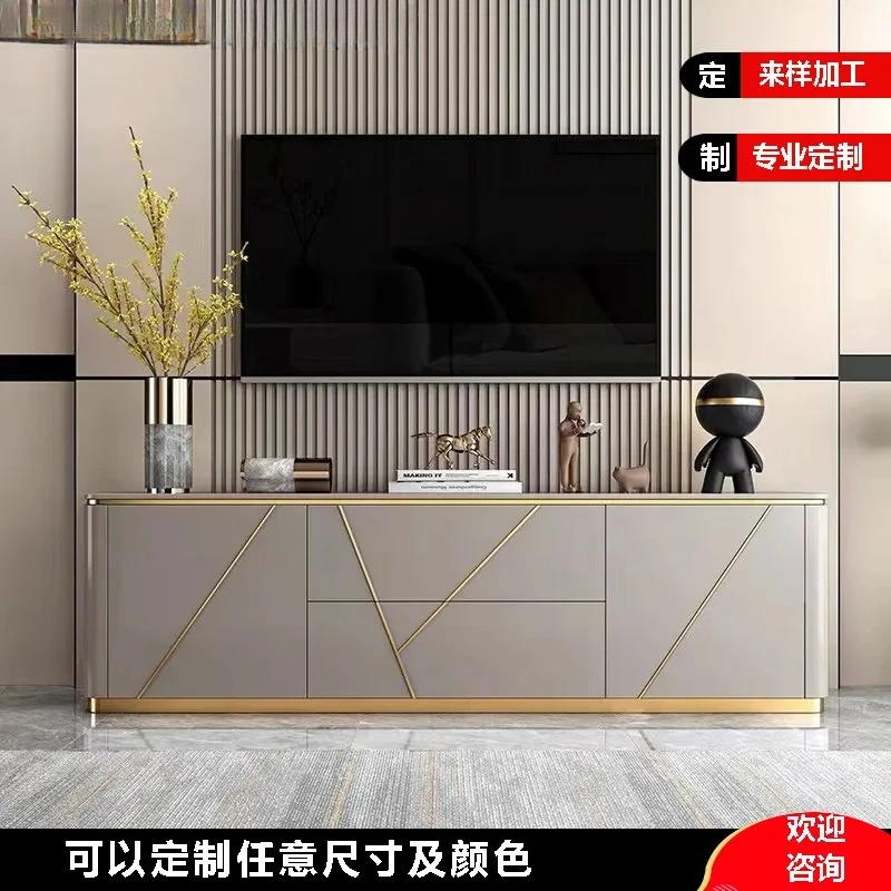 

B Light luxury high-end bright light TV cabinet coffee table combination modern simple model room floor cabinet