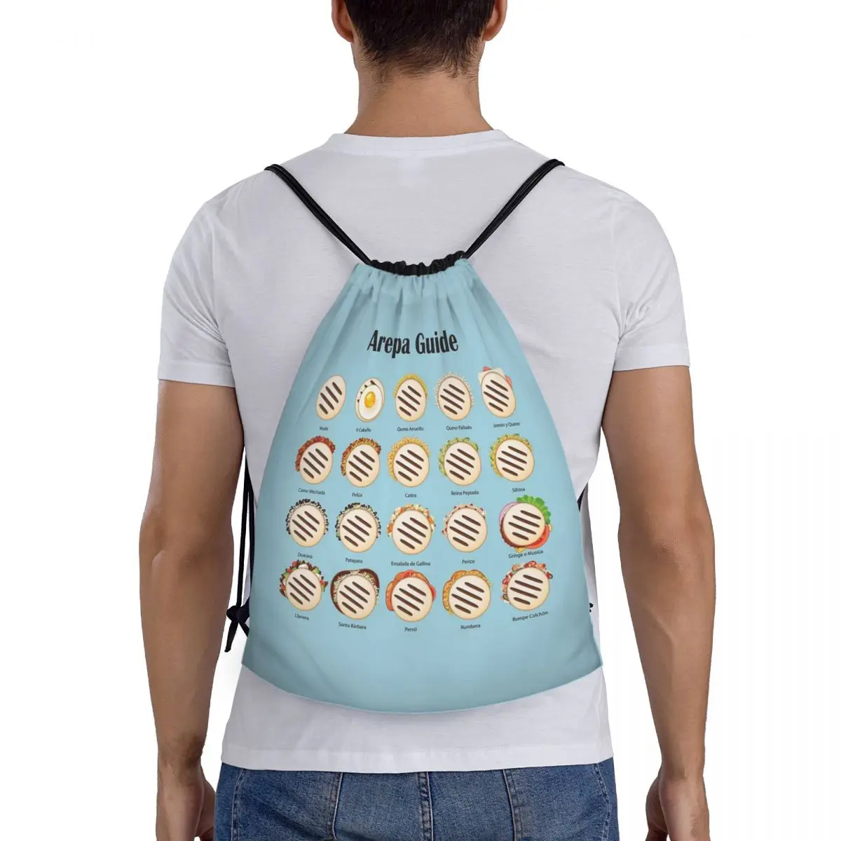 

Arepa Guide Venezuela Latin Fast Food Backpacks Casual Portable Drawstring Bundle Pocket Sports Bag Book Bags For Travel School