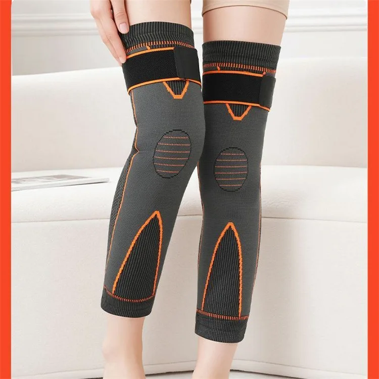 新しい厚くて長いストラップ付きウール製膝と脚のプロテクター、暖かい男性と女性向け