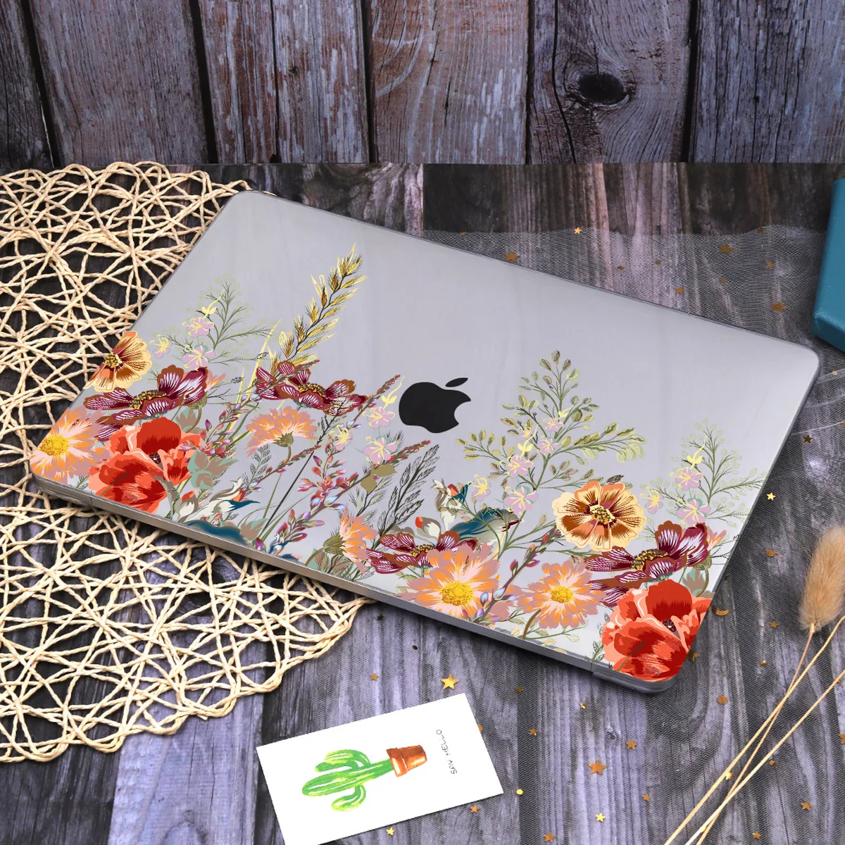 Floral Soft-touch Plastic Hard Case Cover for MacBook 2024 M3 Air13 15 M2 Pro Retina 11 12 13 14 16 inch M2 M1 A2337 A2179 A2338