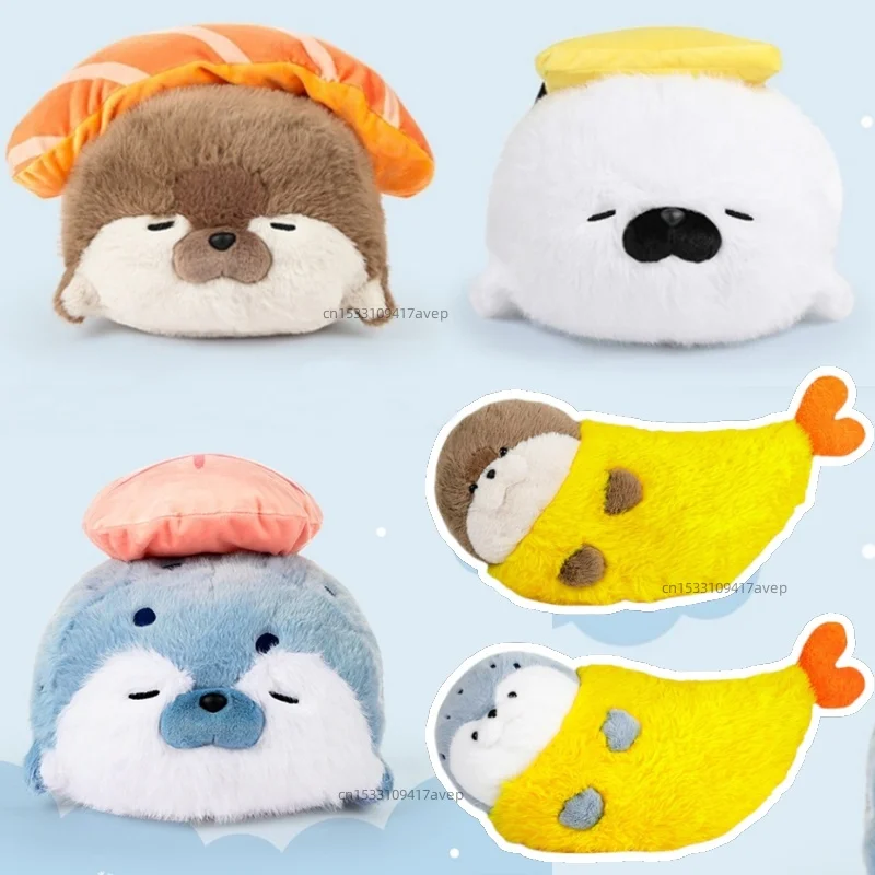

Cute Sushi Sea Otter Seal Fried Shrimp Marine Plush Soft Pillow Stuffed Toy For Kids Dropship