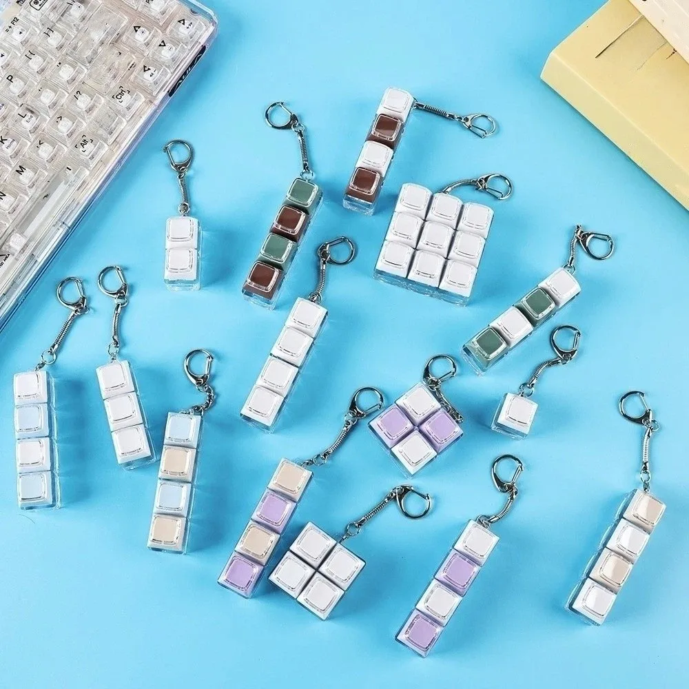 4 Keys Button Keycap Keychain Bag Charms Hanging Decoration Keyboard Fidget Keychain Funny Pendant Fidget Clicker Gift